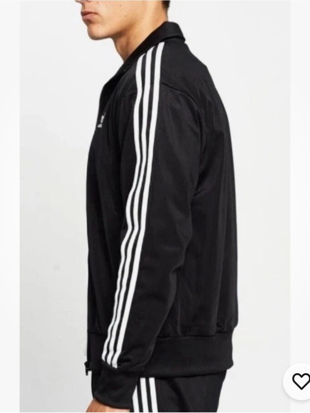 Adidas Mens Track Jacket 3 Stripe Full Zip Black / White XL Activewear Training